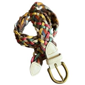 Capezio Multicolor Braided Leather Belt Size Small 1" Wide Leather Brass Buckle